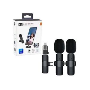 K9 K Dual Wireless Lapel Microphone Lavalier Mic TYPE-C Android Phones IPhone + IOS Adapter