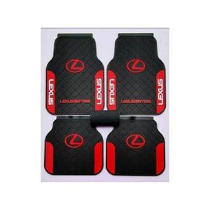 Lexus 5-Set Decorative Rubber Foot Mats - Black and Red Interior Floor Mat Set