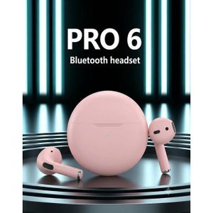 TWS PRO 6 Wireless Bluetooth Earbuds with Charging Case, Smart Touch Control, Clear Sound & Comfortable Fit – Pink