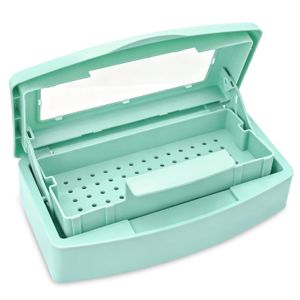 Blue Nail Tool Sterilizer Box with Lid, Box UV Disinfection Storage Case for Nail Art Tools, Tweezers & Scissors