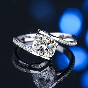 925 Adjustable Silver Diamond Engagement Ring (with Box)