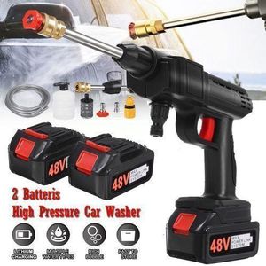 2 Batteries Cordless 48V Wireless Portable High Pressure Automatic Car/Bike Washer Wheel Cleaner Ideal For Garden Watering With Lb 1lt UB Car Wash & Wax Liquid Soap