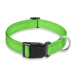 Adjustable Pet Collar & Leash Set - 2Pcs Reflective Nylon Night Safety Dog Rope (Green M)