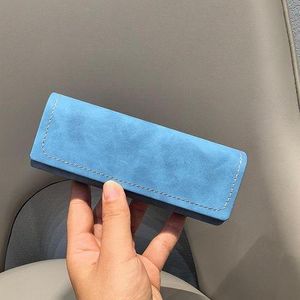 ONIBENZ Suede Hard Shell Eyeglasses Case with Glass Rope -Blue