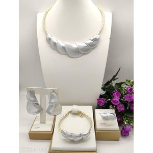 Longchain premium Quality Sophisticated Diamond Iced Gold Designer  Necklace/Bracelet/Ear-ring+ Ring