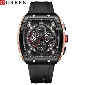 Curren Multifunction Men's White Rubber Strap Chronograph Watch