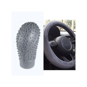 Universal Non-Slip Silicone Steering Wheel Cover + Gear Shift Knob Cover Set – Grey