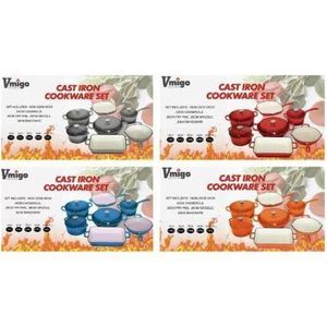 7PIECE ENAMELED CAST IRON COOKWARE POT