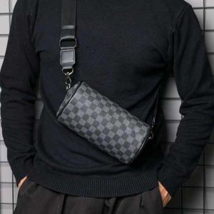 Men Round Checkers Leather Large Capacity Crossbody Bag, Casual Business PU Leather Men's Messenger Bag, Crossbag, Shoulder bag - Men Quality Leather Bag Cross Bag, Large Capacity Men Crossbag