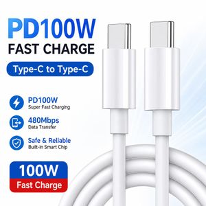 PD 100W 6A Type C to Type C Fast Charging Cable, 480Mbps High Speed Data Transfer Charger Cord For Laptop Android Phones Home Office Travel