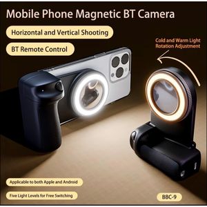 TELESIN Magnetic Phone Camera Grip, Wireless Shutter Handle for iPhone and Android, Portable Selfie Stabilizer, Detachable Remote Control, Screw Threaded Tripod Mount, Ergonomic Vlog Stand, Travel Photography Gear, Compact Mobile Rig. ( SILVER )