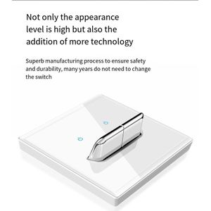 2-Gang White Glass Panel Smart Touch Wall Switch