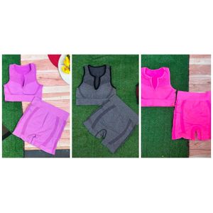 1 Piece - Ladies Gym Sports Bratop and Short Exercise Wears - Comes in Mixture of Colours and Will Be Served as Available