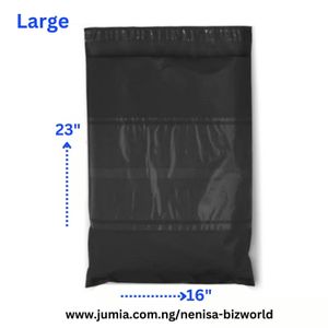 Black Courier Bags / Nylons / Poly Mailer- Inv Pocket 100 Pcs Large- A2 -40x63cm-16/23 Inches