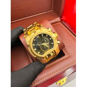 TEMEITE Original Quality & Highly Prestigious Non Fading Men's Big Engine Gold/Black Wristwatch For Money Makers 