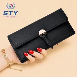 STY Women Long Wallet Ladies Coin Purse Tri-fold Wallet Card Case Black Wallet