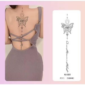 Waterproof Temporary Tattoo Sticker Butterfly Quote Spine Back Body Art (HJ-001)