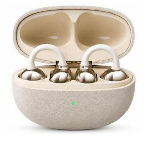 Open Ear Clips-On Wireless Earbuds Bluetooth 5.3 40H Playtime, Air Condition, Fabric Charging Case, Sweatproof for Sports & Calls