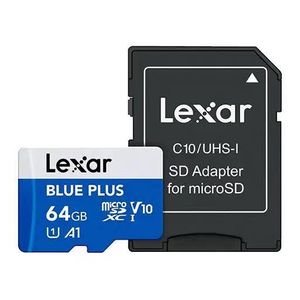64GB Lexar High-Performance BLUE PLUS microSDXC UHS-I, up to 100MB/s read, C10