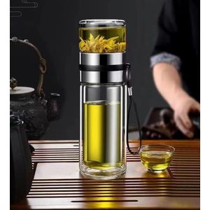 Double-layer Glass Tea And Water Separation Cup - 500ml