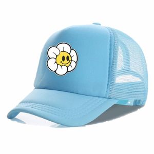 Mauton Sky blue clover emoji Truckers face cap