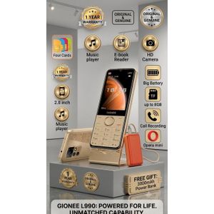 Gionee L990 2.8" Display, 4 sim, Big Battery, FM, Opera mini,with Free Powerbank gift