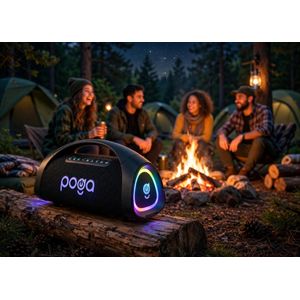 Iconic POGA BOOMBOX-3 360W Powerful Bass Bluetooth Party Speaker With Wireless Microphone & Remote - RGB Lights - 24H Battery - Waterproof