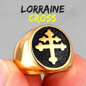 Fashion (R562-Gold-Black)Catholic Lorraine Cross Joan Of AStainless Steel  Mens Rings | Jumia Nigeria