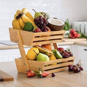Bamboo Wooden 2Step Fruit Basket/Tray For Your Home