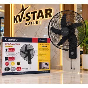 Century  16-Inch DC & AC Wall Fan FRCB-40-DC – 2-in-1 Rechargeable Emergency Cooling Fan, 5-Blade Superior Airflow, 3-Speed Control & Low-Noise Motor