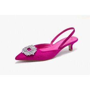 Pink Slingback Kitten Heel with Crystal Embellishment 