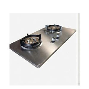 MeetJames 75cm 2 Burner tabletop or Built-in cabinet Gas Stove Stainless Silver Brass Burners Hob