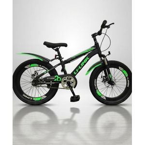 20" Li-Link Mountain Sport Bicycle with Front Suspension, Dual Disc Brakes & Mudguards (Black/Green)