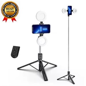 Z6D ( 6ft Tall ) Selfie Stick with Tripod, Shutter Remote and Fill Light (Light Optional) -  Wireless Remote Control, Extendable Phone Selfie Stand, 360° Rotatable Multi-Functional Travel Companion,  Mini Lightweight, Portable for All Mobile Models.