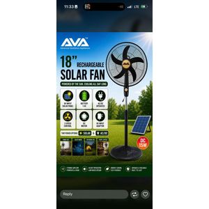 AVA18 Inches Rechargeable Solar Fan + Solar Panel + solar panel as free gift 2026 New