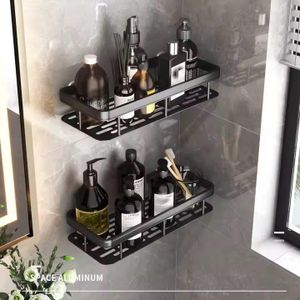 2 layers Anti Rust Aluminum Wall Mounted Bathroom Rack Storage Rack - No Drill Soap Drainer