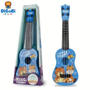 Digabi Mini Playable Ukulele Toy Guitar, Educational Musical Instrument for Boys and Girls, Puzzle Fun Party Birthday Christmas Halloween Gift(blue)