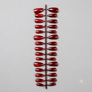 Full Cover Glossy Deep Wine Red Coffin cat eyes Press-On Nails Set