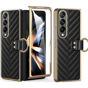 Samsung galaxy z fold 4 5g leather Case with screen protector surface And Ring holder 