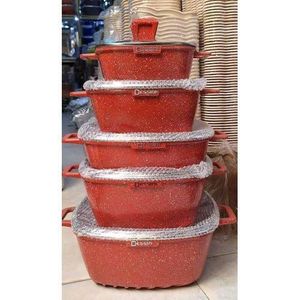 5PCS Set Diecast Non-Stick Pots-Granite