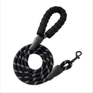 Heavy-Duty Reflective Dog Leash with Comfort Foam Handle - Strong Walking Leash (Black, 1.2m)