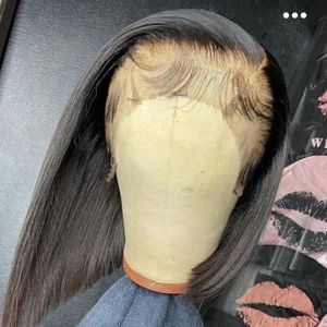 Black Hair Wig Bob Mid Part Full Frontal Wig 12