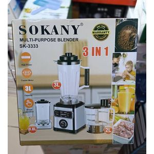 Sokany 3L large capacity multifunctional 3 IN 1 food processor