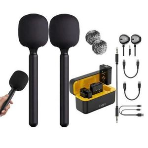 Baiwangli Wireless Lavalier dual Microphone Sx12 clip-on mic with 2pcs mic stick holder For Camera, phones, all devices ENC ANC Mic plug & play