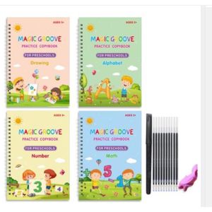 4-in-1 Magic Copybook for Kids – Reusable Handwriting Practice Book Set