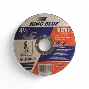 King Blue Metal Cutting Disc 115mm (4½") – For Steel, Ferrous Metals & Stainless Steel, Industrial Quality, 13,530 RPM (Pack of 50)