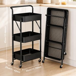 3-Tier Foldable Rolling Storage Cart