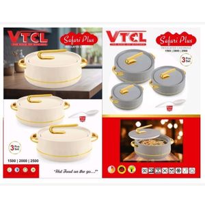 VTCL Safari Plus 3 Piece Insulated Casserole Set with Gold Handle and Free Serving Spoon