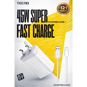 Tecno 45W Wall Charger Adapter Super Fast charger 