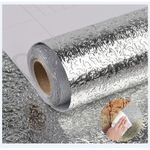 Silver self-adhesive wallpaper for kitchen backsplash